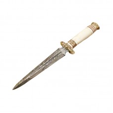  damascus handmade Hunting Knives D2 Steel Sharped Blade With Free Leather Sheath